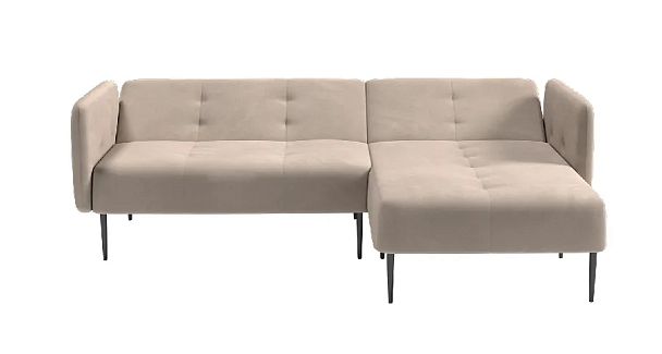 Monaco диван-кровать с шезлонгом, с подлокотниками, бархат пепельно-бежевый 25 - Вид 3