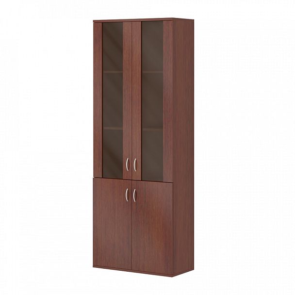 Шкаф высокий "Логистика"  ПК-ЛОГ-ШК202Х75С2Д2/35-В1-34 миланский орех темный - Вид 1