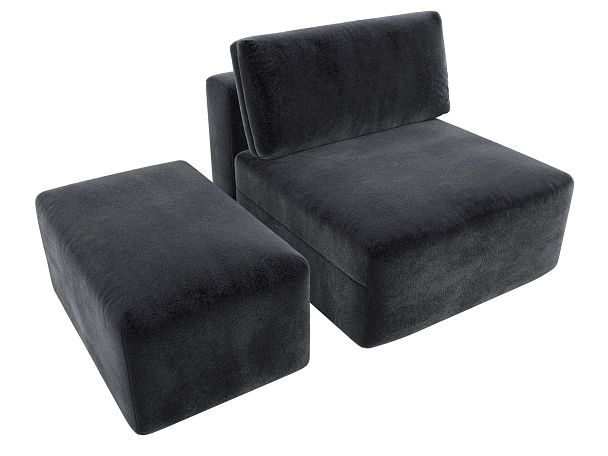 Модули диван и пуф Лига-060 НПБ Велюр серый - Вид 6