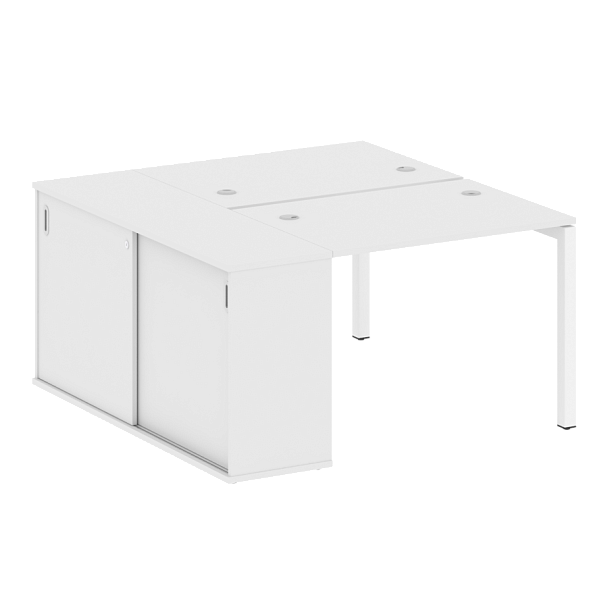Metal System Quattro Р. ст. с шкафом-купе на П-образном м/к 50БП.РС-СШК-1.1 Т Белый/Белый металл 1410*1475*750 - Вид 1