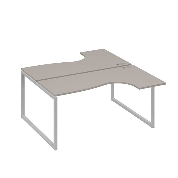 Рабочая станция QUATTRO (2х160) столы Классика эргономичные A4 А4 Б4 182 БП мокко премиум / металлокаркас серый - Вид 1