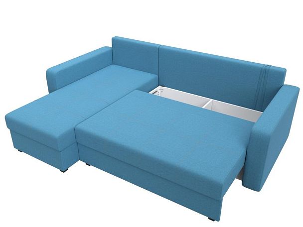 Диван угловой Ливерпуль Лайт левый угол Рогожка голубой - Вид 7