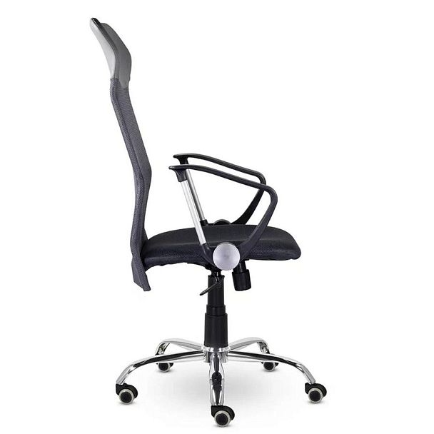Кресло "Ультра", высокая спинка, с подлокотниками, хром, черное - Вид 4