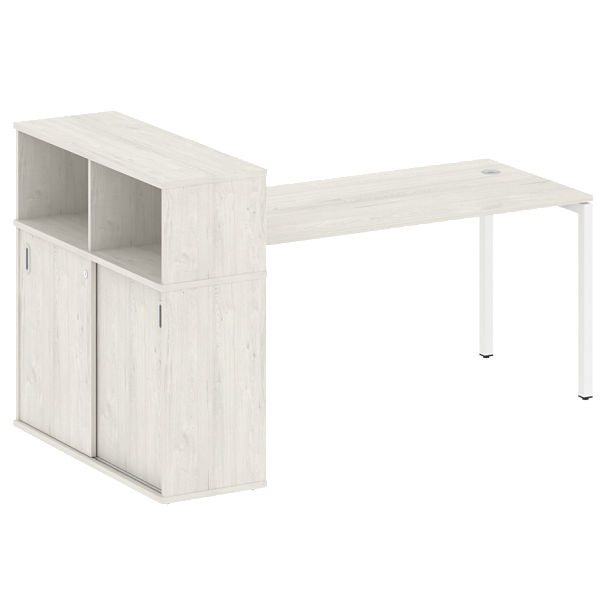 Metal System Quattro Стол письменный с шкафом-купе на П-образном м/к 40БП.РС-СШК-3.4 Т Дуб наварра/Белый металл 2010*1120*1098 - Вид 1