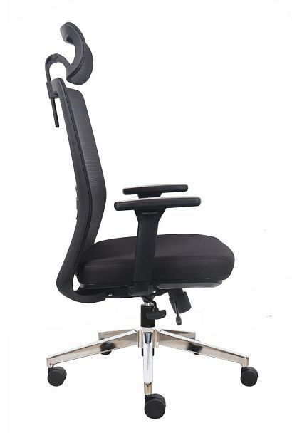 Кресло офисное / Right black / черная сетка / черная ткань /хром база - Вид 3