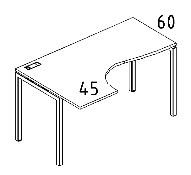 Стол эргономичный левый "Классика" на металлокаркасе DUE A4 А4 Б2 035 БП белый премиум / металлокаркас антрацит - Вид 3
