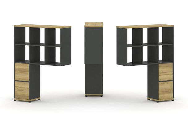 Concept Надставка высокая CN.DNV-008 Дуб Винченцо/Антрацит/Металл Антрацит 1099*350*1486 - Вид 1