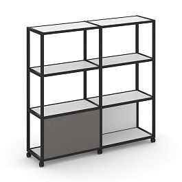 Shelf Mobile Стеллаж 4 уровня 2 секции VR.LT-STK-413.12 Белый Бриллиант/Металл Черный/W-26 2370*400*1523 - Фото предпросмотра