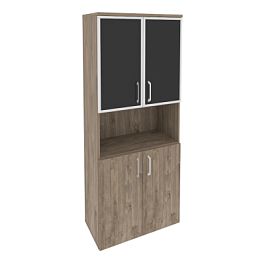 Onix Шкаф высокий широкий O.ST-1.4 R black Тиквуд темный/Стекло black 800*420*1977 - Фото предпросмотра