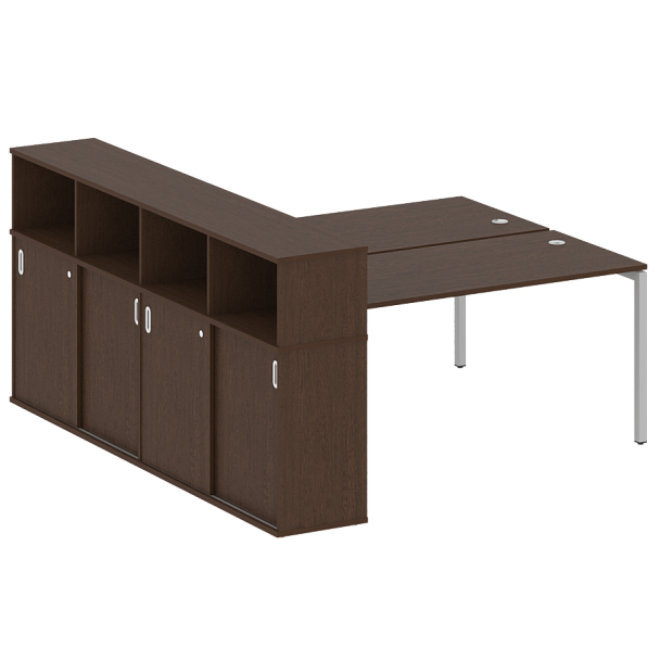 Metal System Quattro Р. ст. с шкафом-купе на П-образном м/к 40БП.РС-СШК-4.4 Т Венге/Серый металл 2010*2332*1098 - Вид 1