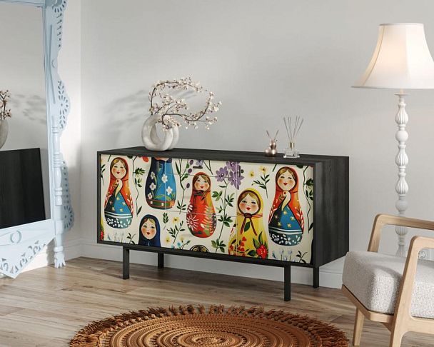 Комод две дверки и три ящика Emerson Матрешки арт EM08/Art04 - Вид 5