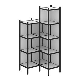 Loft Угловой внутренний стеллаж наборный VR.L-38 Белый бриллиант/Чёрный металл 862*862*1869 - Фото предпросмотра