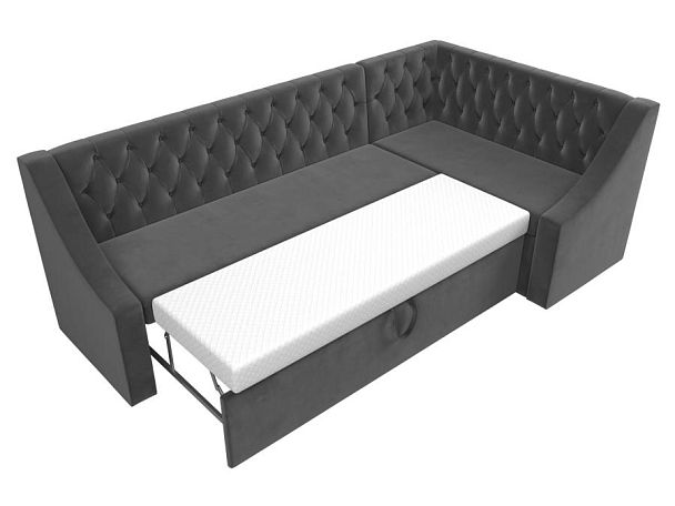 Кухонный угловой диван Мерлин правый (полностью велюр серый) - Вид 7