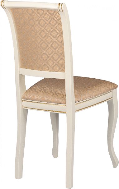 Комплект деревянных стульев с мягким сиденьем Арктос Слоновая кость с золотой патиной/Бежевый жаккард, 2 шт. - Вид 4