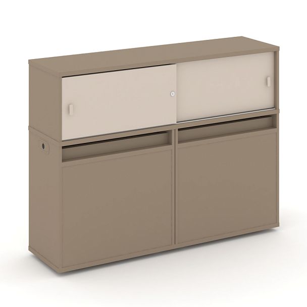 Estetica Набор №6. Тумба двойная+низкая надставка ES.NB.2N-6 Латте/Капучино 1500*410*1135 - Вид 1