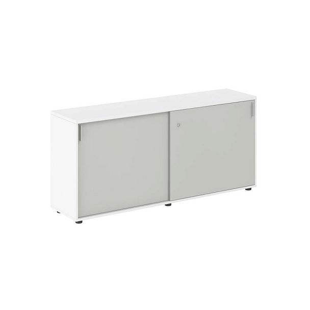 Шкаф купе 1638х400х750 низкий, с замком / корпус: белый, фасады: серый бархат Сигма / Sigma - Вид 1