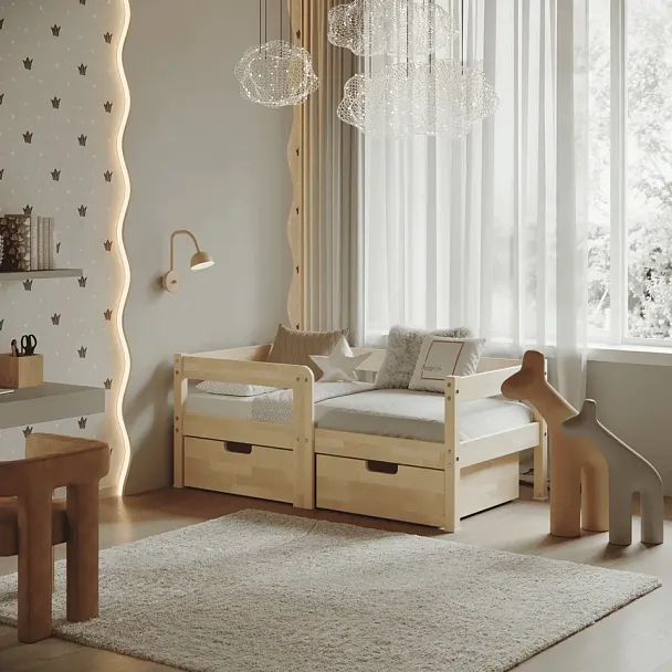 Кровать Легос компакт 700х1400, цвет натуральный, с ящиками - Вид 3