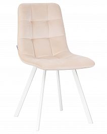 Стул обеденный DOBRIN ALEX SQUARE (белые ножки, кремовый велюр (V108-113)) - Фото предпросмотра