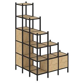 Loft Угловой внешний стеллаж наборный VR.L-59 Тиквуд светлый/Чёрный металл 1278*1278*2280 - Фото предпросмотра