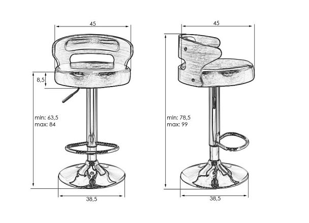 Набор 2 шт Стул барный DOBRIN FRED BLACK (коричневое дерево, чёрный) - Вид 7