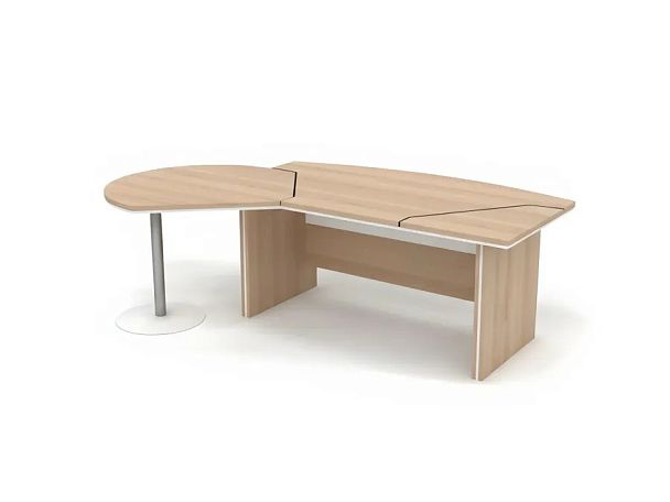 БЕРЛИН / BERLIN Стол руководителя с брифингом левый 2150х1500х760 Акация/Белый - Вид 1