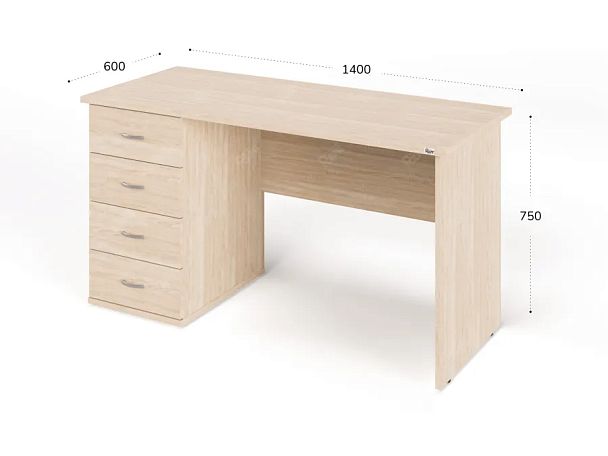 ЛАЙТ / LIGHT RLG007-14x6L Однотумбовый стол 140x60x75 Дуб Сонома - Вид 3