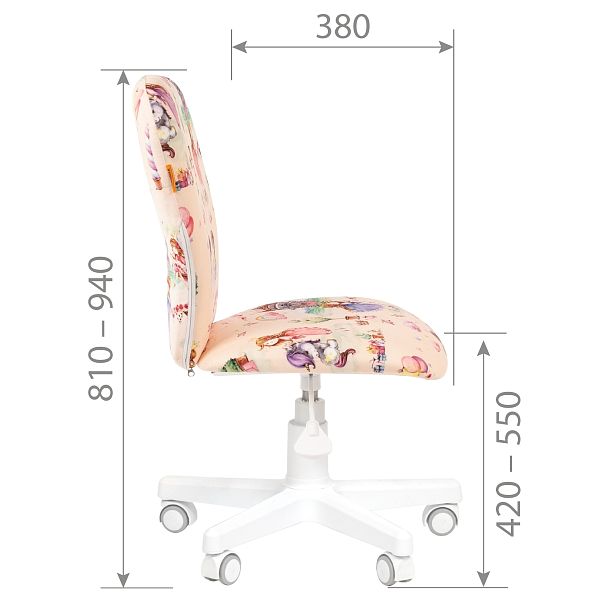 Кресло CHAIRMAN KIDS 105, пластик белый, ткань TW, розовый - Вид 5