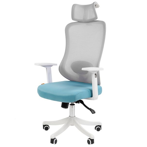 Офисное кресло CHAIRMAN CH563, ткань/сетка, белый/бирюзовый - Вид 2