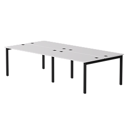 Бенч-система на 4 места Everprof EVO на металлокаркасе 3160х670(1370)x755 Белый/Черный - Фото предпросмотра