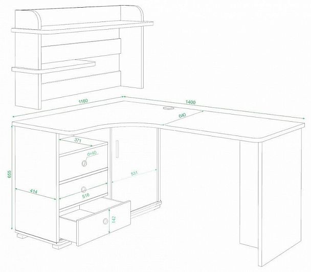 Стол компьютерный Домино СР-145 Белый/Венге правый - Вид 2
