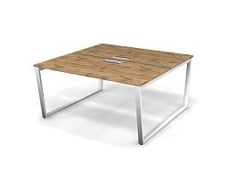 MATRIX 121S205-V Стол прямой двойной, пров-ик Merida (V-опоры) 1580х1590х775 Дуб Крафт Золотой/Белый - Фото предпросмотра