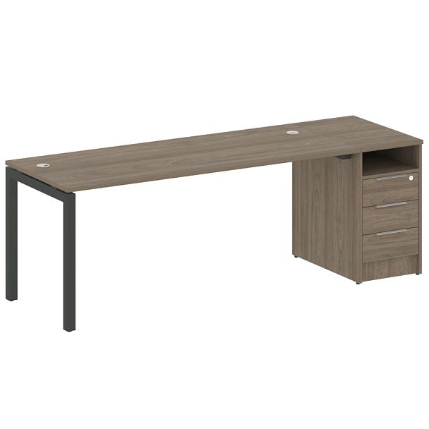 Metal System Quattro Р. ст. с тумбой на П-образном м/к 50БП.РС-СТП-1.5 Вяз/Антрацит металл 2212*720*750 - Вид 1