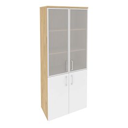 Onix Шкаф высокий широкий O.ST-1.2 R Тиквуд светлый/Белый бриллиант 800*420*1977 - Фото предпросмотра