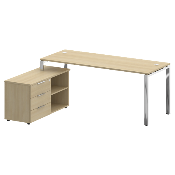 Metal System Direct Стол руковододителя с тумбой левый БГ.СРТ-5.7 (L) Акация/Нерж. сталь 1900*1520*750 - Вид 1