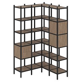 Loft Угловой внутренний стеллаж наборный VR.L-34 Дуб аризона/Чёрный металл 1278*1278*2280 - Фото предпросмотра