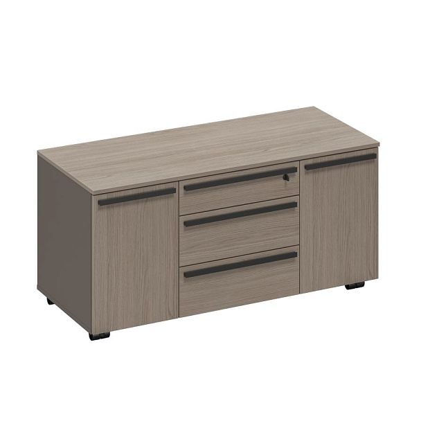Тумба для оргтехники с замком с доводчиками U.RUS РС 264 ДЧ/ЛС дуб виченца/лава серая - Вид 1