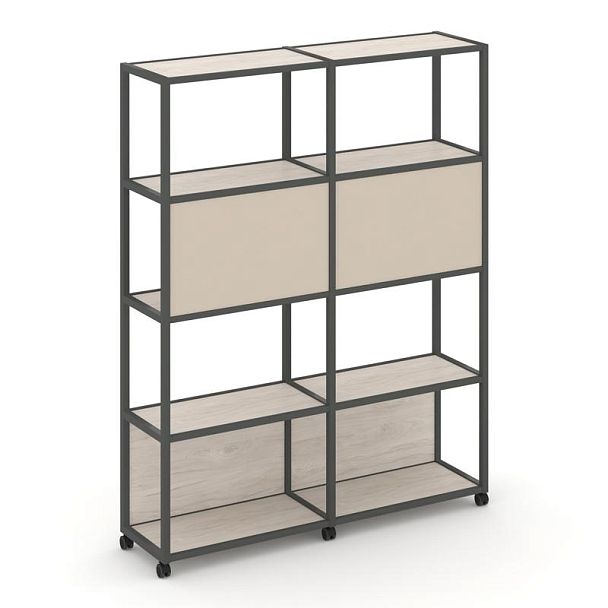 Shelf Mobile Стеллаж 5 уровней 2 секции VR.LT-STK-513.12 Денвер Светлый/Металл Антрацит/W-04 2370*400*2000 - Вид 1