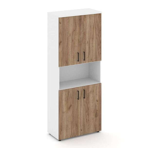 Style Project Шкаф высокий широкий SN.STS.E-107 Белый/Белый/Дуб Табак/Черный Ручки 796*400*1982 - Вид 1