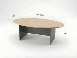 БЕРЛИН / BERLIN Конференц-стол овальный 2200х1200х740 Акация/Серый - Фото предпросмотра