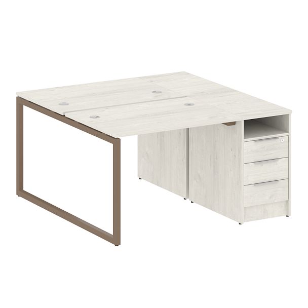 Metal System Quattro Р. ст. с тумбой на О-образном м/к 40БО.РС-СТП-2.1 Дуб наварра/Мокко металл 1412*1475*750 - Вид 1