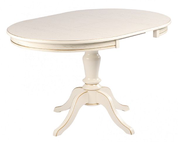 Обеденная группа стол Элат D90(130)х90х76 Слоновая кость с золотой патиной и 4 стула Арктос Слоновая кость с золотой патиной/Бежевый жаккард - Вид 4