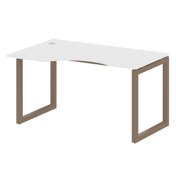Metal System Quattro Стол криволинейный левый на О-образном м/к 50БО.СА-2 (L) Белый/Мокко металл 1400*900*750 - Вид 1