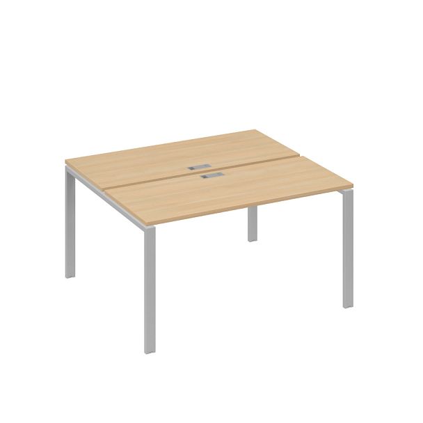 Рабочая станция на каркасе UNO столы 2х140 A4 А4 Б1 171 БП натуральный дуб / металлокаркас серый - Вид 1