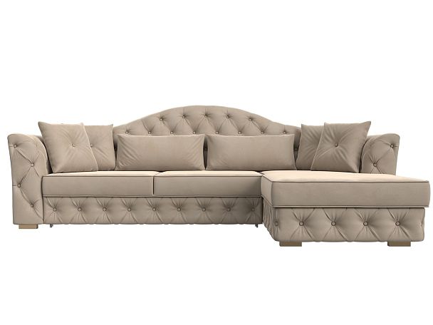 Диван угловой Артис правый угол Велюр бежевый - Вид 2