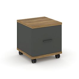 Concept Тумба мобильная 1 распаш. фасад CN.TUM-007 A Сандал Янтарный/Антрацит/Металл Антрацит 420*420*448 - Фото предпросмотра
