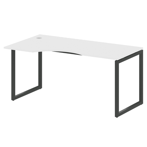 Metal System Quattro Стол криволинейный левый на О-образном м/к 40БО.СА-1 (L) Белый/Антрацит металл 1600*900*750 - Вид 1