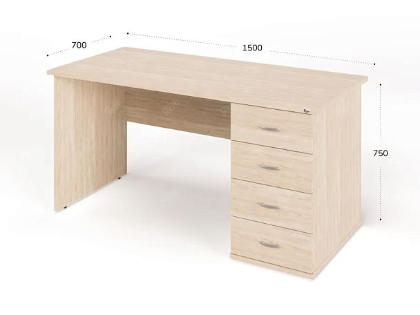 ЛАЙТ / LIGHT RLG008-15x7R Однотумбовый стол 150x70x75 Дуб Сонома - Вид 3