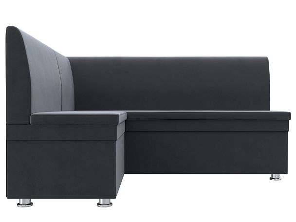 Кухонный угловой диван Уют левый (полностью велюр серый) - Вид 2