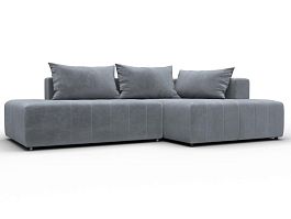 Диван угловой Лига-103 НПБ угол правый Велюр серый - Фото предпросмотра