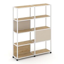 Shelf Mobile Стеллаж 5 уровней 2 секции VR.LT-STK-512.06 Тиквуд Светлый/Металл Белый/W-04 1170*400*2000 - Фото предпросмотра